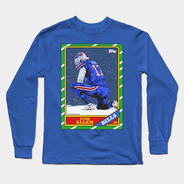 Josh Allen 1986 Football Card Long Sleeve T-Shirt by Carl Cordes